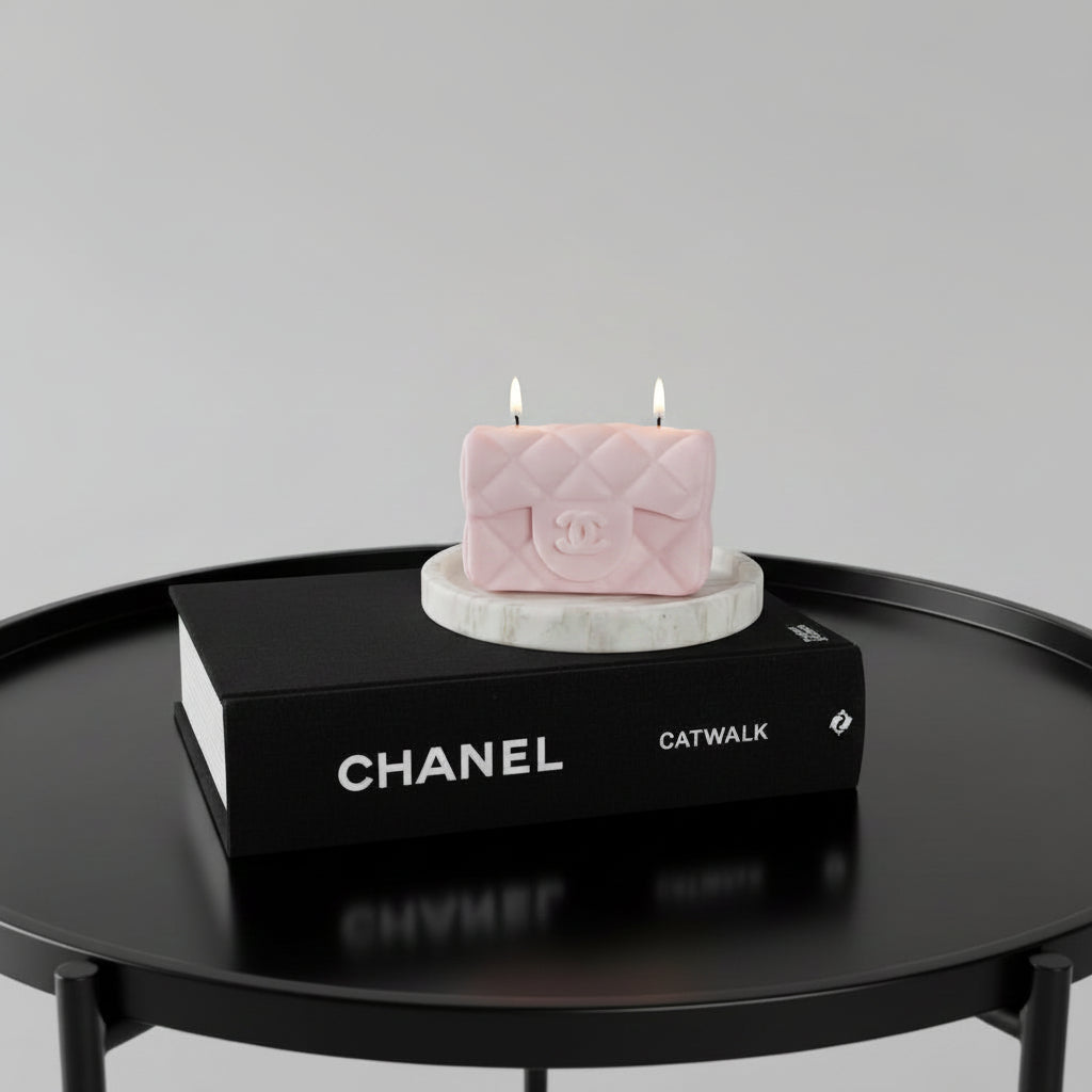 Bougie parfumée artisanale forme Logo C Grand rose