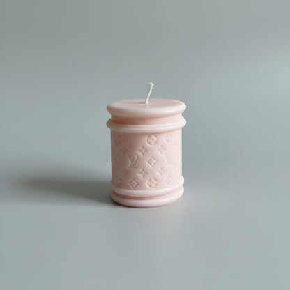 Bougie parfumée artisanale forme sac
cylindre mini rose