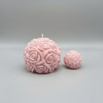 Bougie parfumée artisanale forme bouquet de rose en rose
