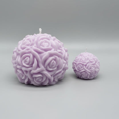 Bougie parfumée artisanale forme bouquet de rose violette