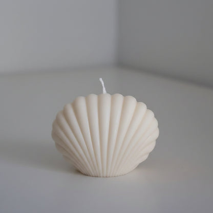 Bougie parfumée artisanale forme coquillage crème
