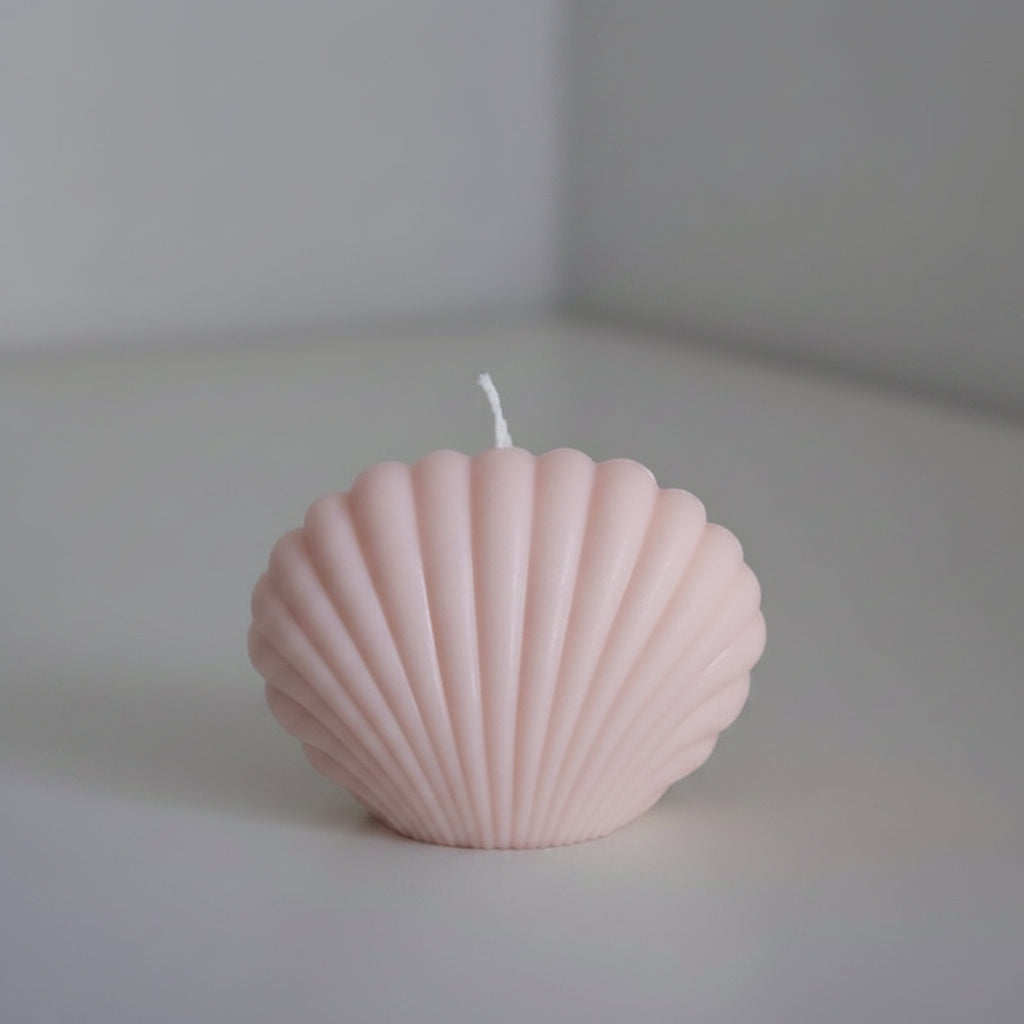Bougie parfumée artisanale forme coquillage rose