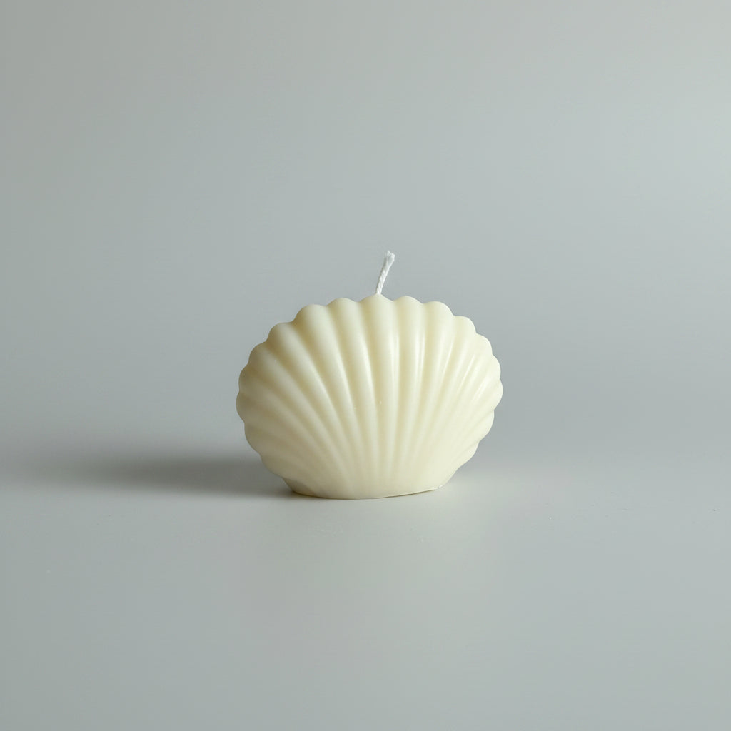 Bougie parfumée artisanale forme coquillage mini crème