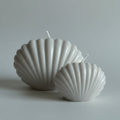 Bougie parfumée artisanale duo forme coquillage gris