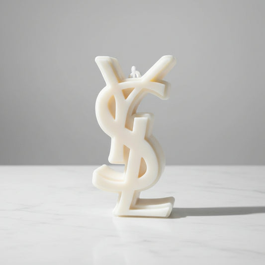 Bougie parfumée artisanale forme logo YSL