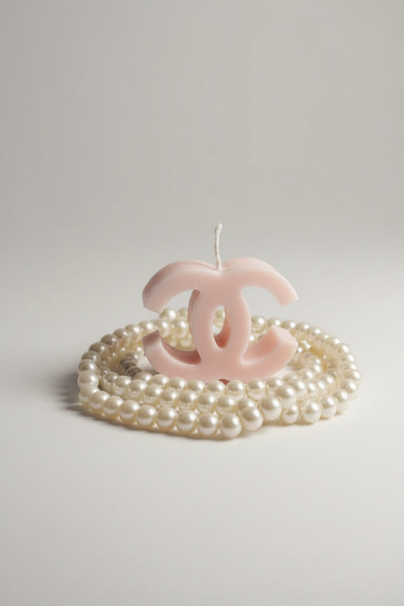 Bougie parfumée artisanale forme logo C mini rose