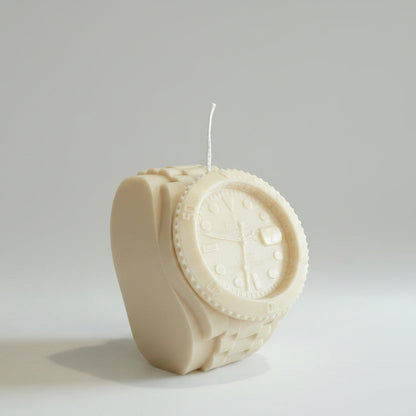 Bougie parfumée artisanale forme montre creme