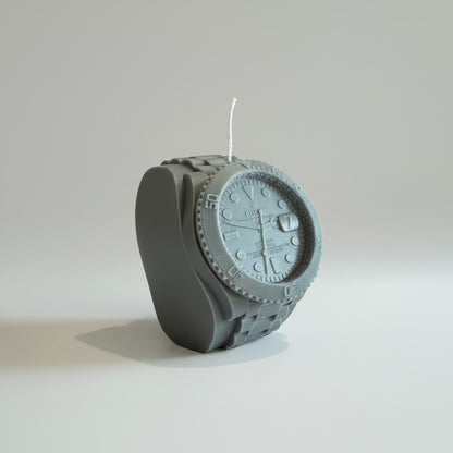 Bougie parfumée artisanale forme montre grise