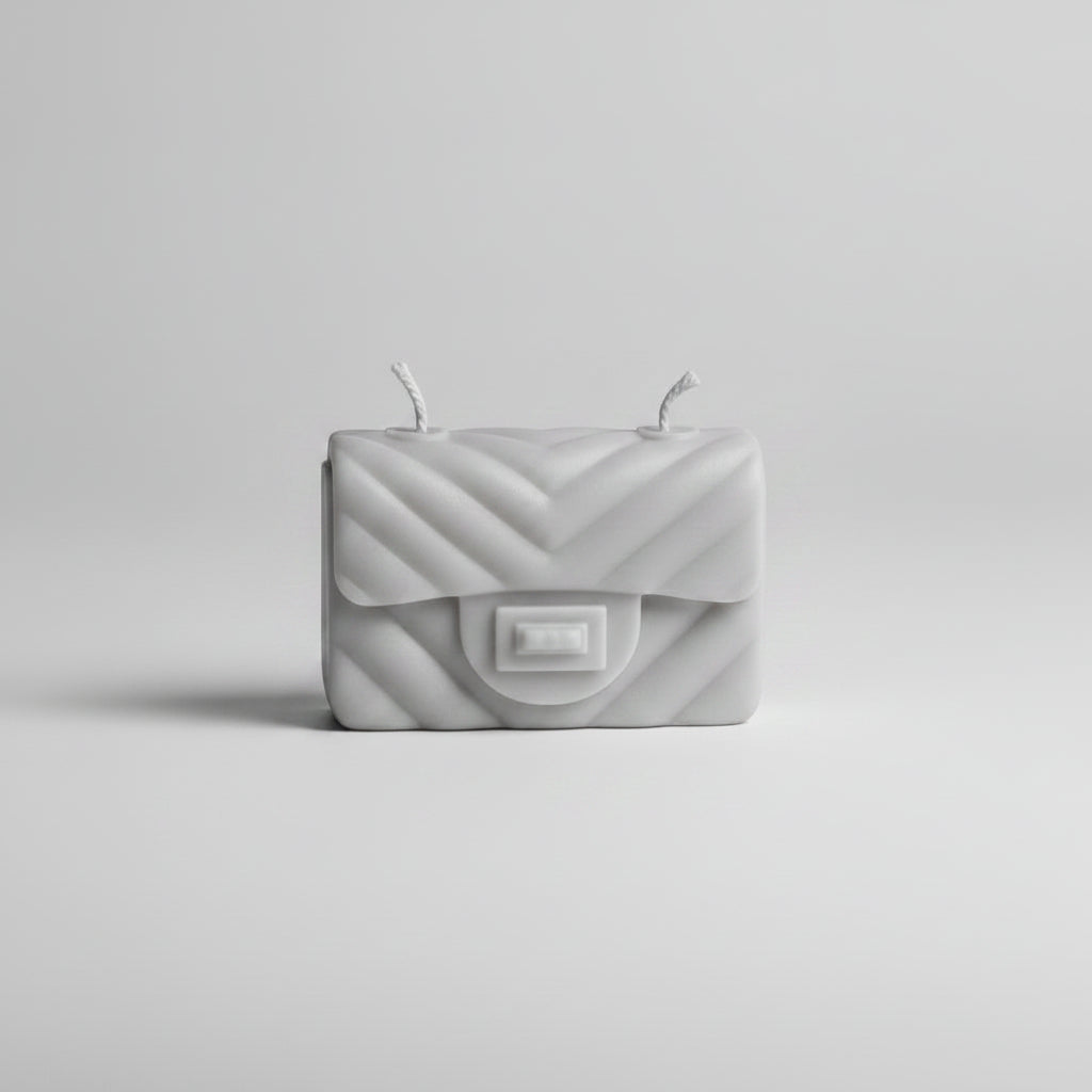 Bougie parfumée artisanale forme sac mini gris