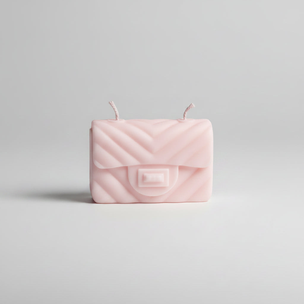 Bougie parfumée artisanale forme sac
mini rose