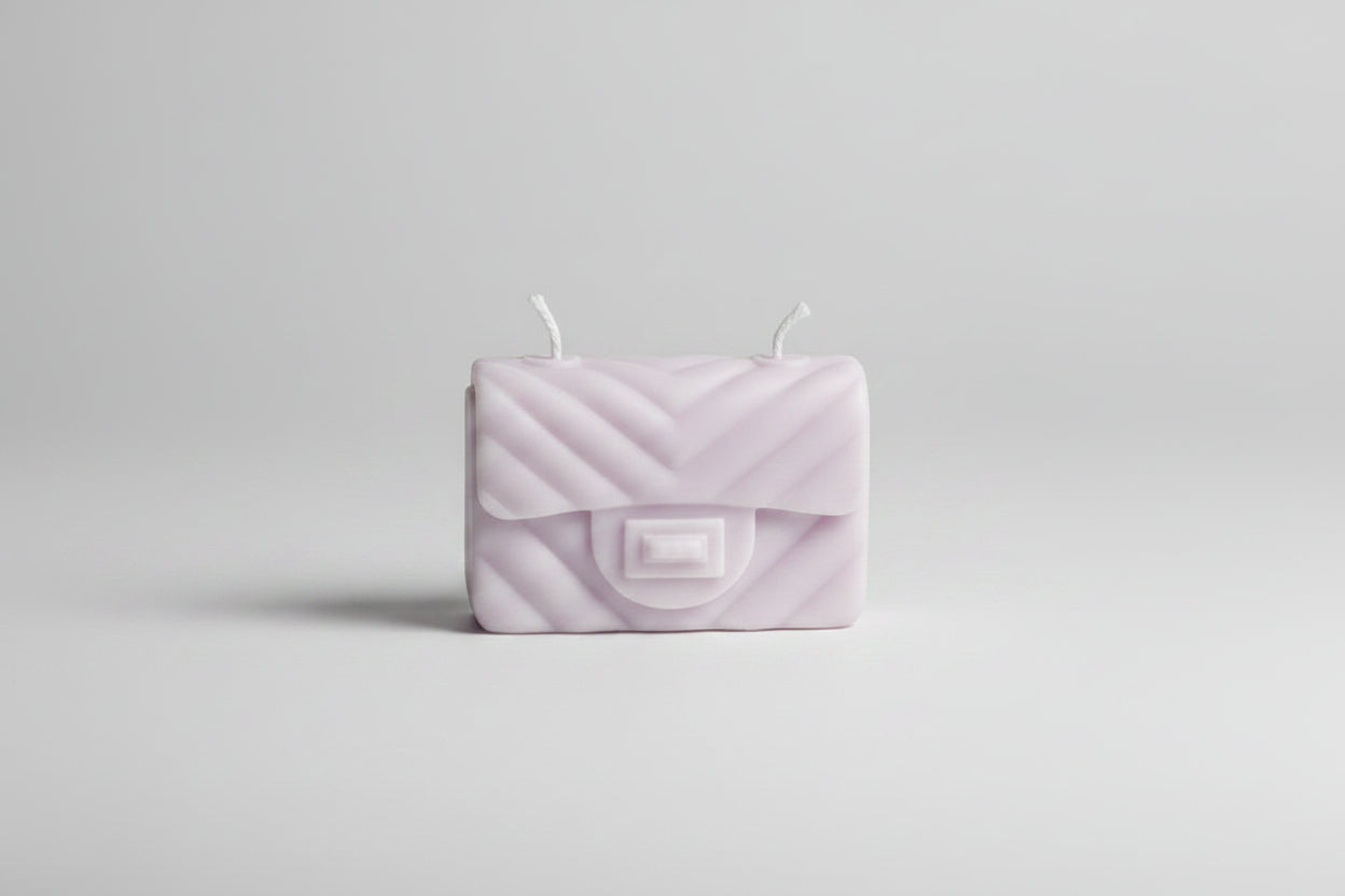 Bougie parfumée artisanale forme sac
mini violet