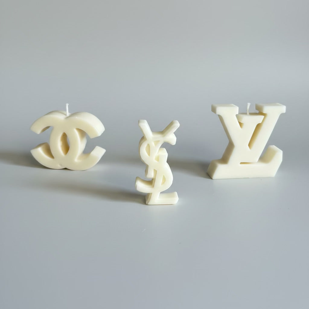 Bougie parfumée artisanale forme logo mini creme