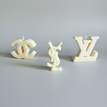 Bougie parfumée artisanale forme logo mini creme