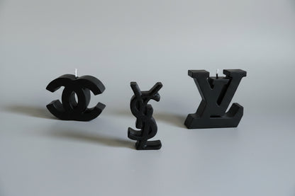 Bougie parfumée artisanale forme logo mini noir