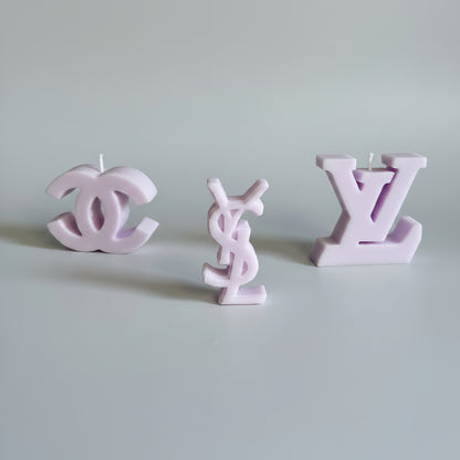 Bougie parfumée artisanale forme logo mini violet