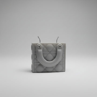 Bougie parfumée artisanale Sac Book Grand gris sur fond blanc